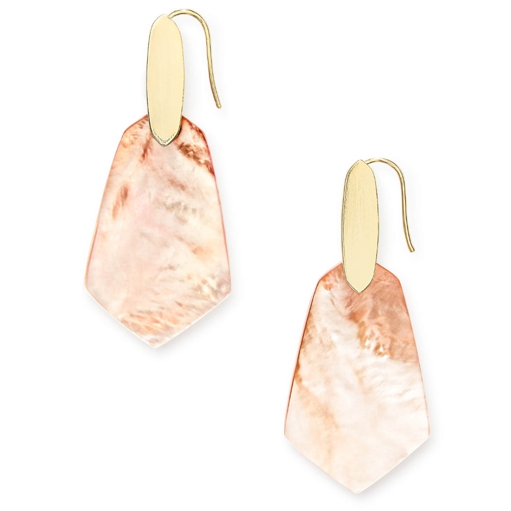 Camila Gold Drop Earrings in Peach Pearl